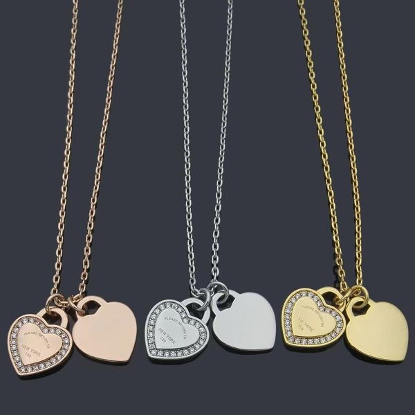 

women's luxury designer necklace 316l titanium steel arrow brand t necklace 18k gold diamond heart necklace jewelry, Silver