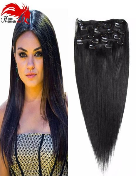 

hannah clip in human hair extensions 200g full head brazilian virgin hair clip in extensions human hair clip in extensions6789684, Black;brown