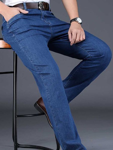 

men's jeans cotton denim pants brand classic clothes overalls straight trousers for men black oversize large size 35 40 y2303 l230726, Blue