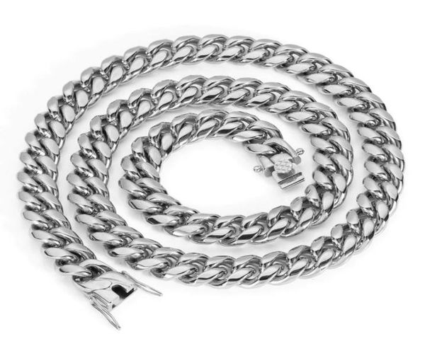 

6 8 10 12 14 mm stainless steel cuban link chains 18 24 inch zirconia necklace jewelry hip hop electroplated necklace for men wome4769106, Silver