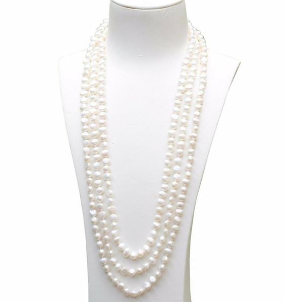 

handmade long 200cm natural 78mm white baroque freshwater pearl necklace sweater chain222s1870670, Silver