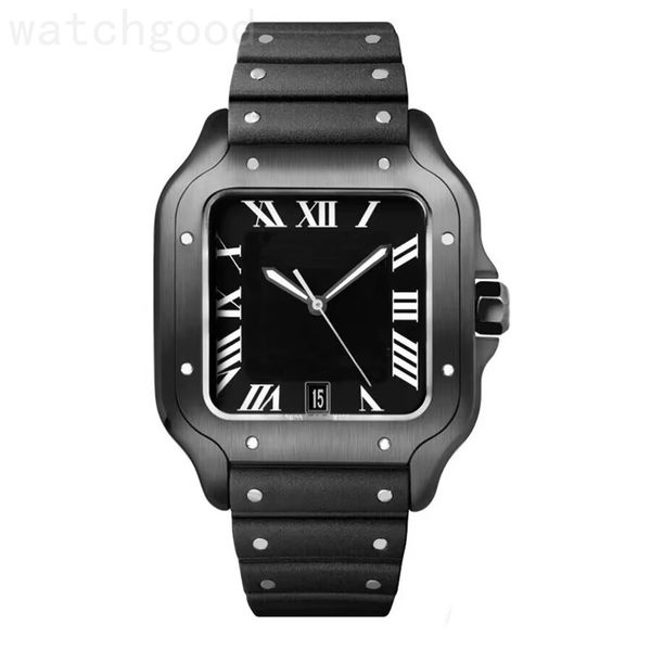 

automatic watch for men santo square orologio. black blue white dial fold buckle montre de luxe silver gold color women watches bake blue ne, Slivery;brown