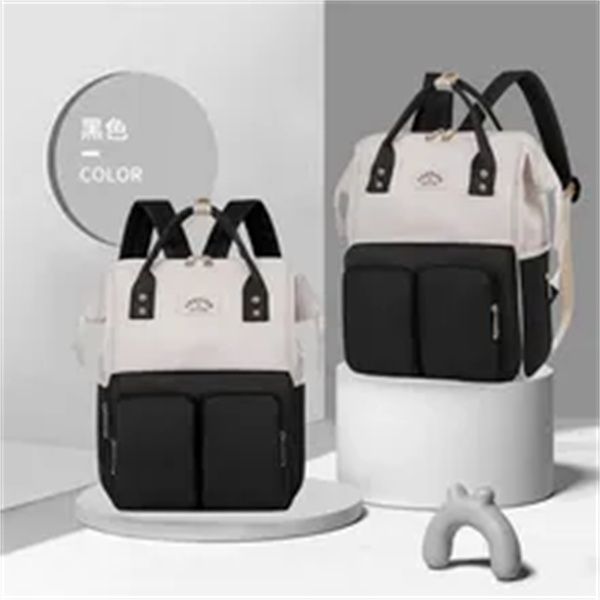 

mommy bag new mother and baby fashion backpack four seasons large capacity to go out light go out color matching mommy backpack, Black