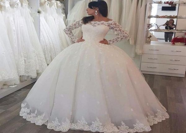 

long sleeves puffy wedding ball gown wedding dresses custom made princess bridal formal maxi gown vestido de casamento3729688, White