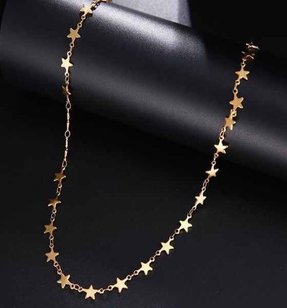 

stainless steel chain necklace for man women gold silver color pendant pentagram do not fade jewelry3360820