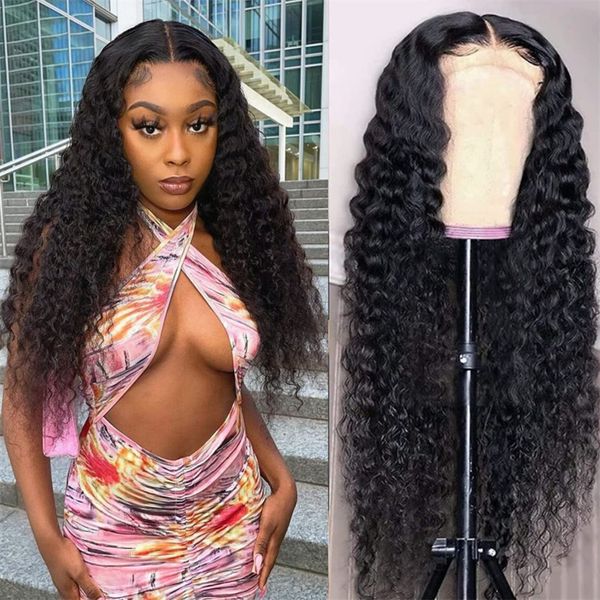 

150density 4x4 lace front wig long curly human hair, Black;brown