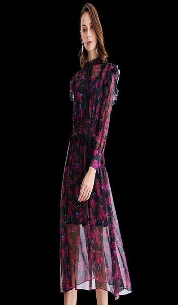 

casual dresses pokwai 2021 maxi silk dress print fashion party wear1320850, Black;gray