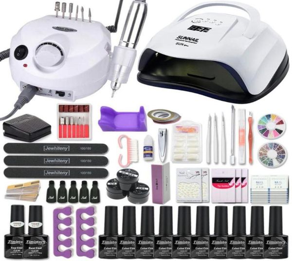 

nail art kits manicure set acrylic with 1208054w lamp 35000rpm drill machine choose gel polish tools6929192