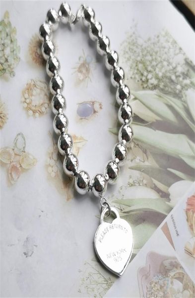 

fashion silver heart card 8mm round beads ladies bracelet jewelry holiday gift 2009253034037, Black