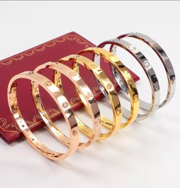 

never fade ergonomics oval sizes 16cm 17cm 19cm classic bangle jewelry stainless steel silver gold rose easy lock diamond lovers b8801627, Black