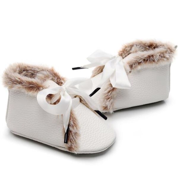 

newborn first walkers shoe winter kids baby snow boots pu boys girls warm fluff boot soft sole infant toddler shoes