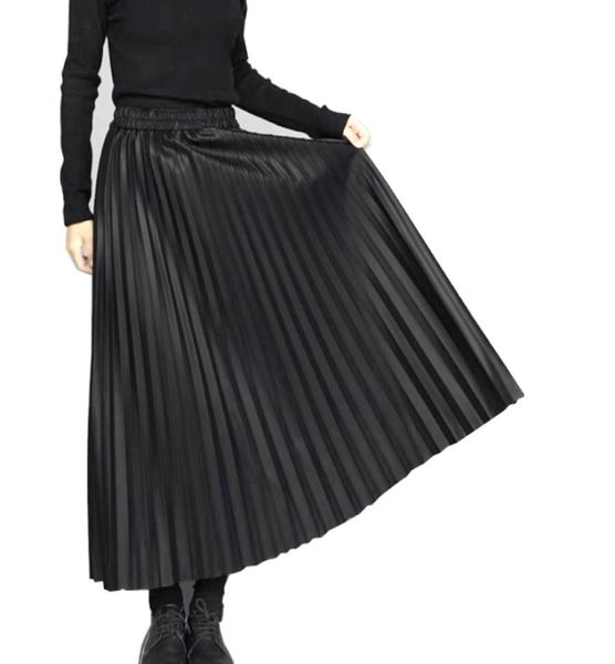 

autumn 2021 women039s skirt chiffon medium length pleated stretch high waist slim and loose8431348, Black