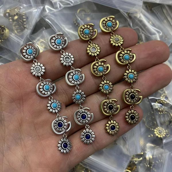 

vintage dangle double letter tassel earrings crystal ear studs daisy flower long earring dangles for woman fashion simple jewelry gift cgue5, Silver