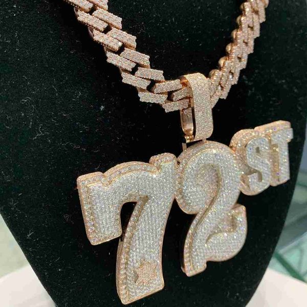 

moissanite diamond hip hop jewelry sterling silver pendant custom number pendant for necklace