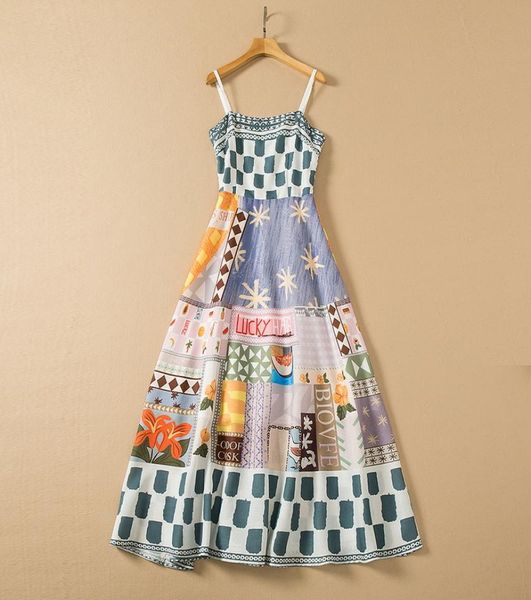 

european and american women039s wear spring 2022 new condole belt sleeveless print fashionable cotton and linen pleated dress8695798, Black;gray