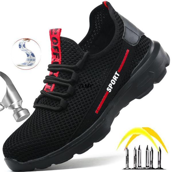 

dress shoes composite toe men safety antismash antistab sneaker insulated work boots man lightweight breathable 230725, Black