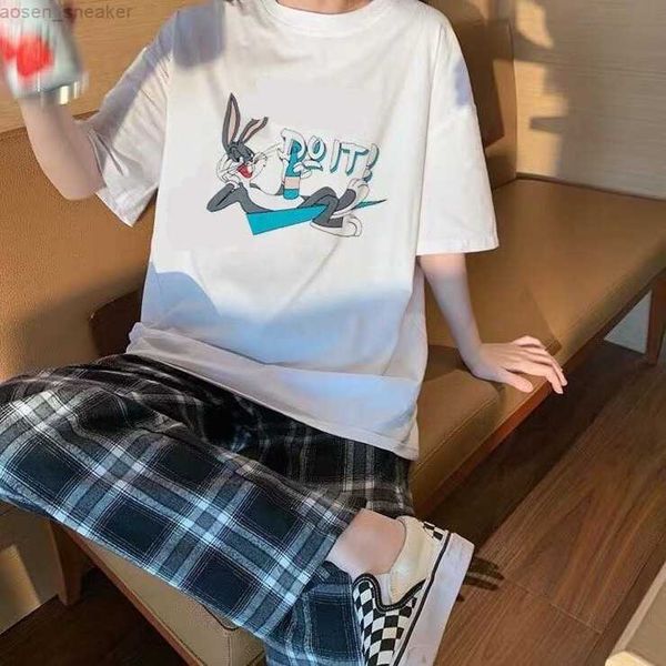 

summer female retro loose harajuku casual oversize new style print cartoon short-sleeve t-shirt tee n-23, White