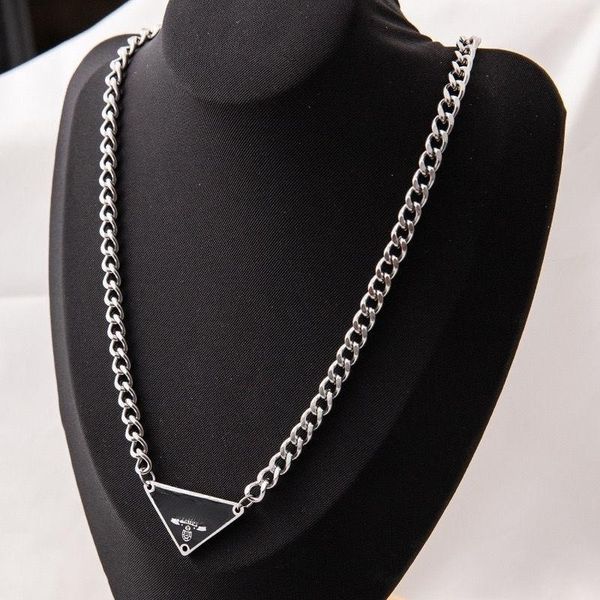 

necklace mens designer jewelry men gold chain men women necklace inverted triangle fashion men chain woman designers brand jewelry new year, Silver