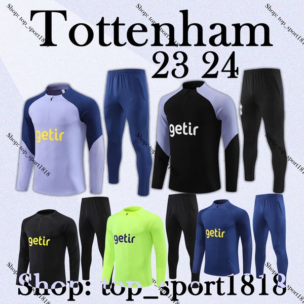

2023 2024 spurs tracksuit suit soccer set 21/22/23/24 tottenham long sleeve kane tracksuit football jacket chandal futbol and kids surveteme, Black