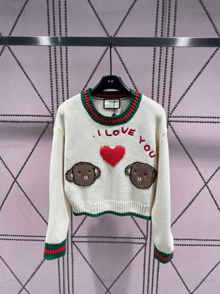 

designer women clothing fashion knitted cartoon pattern sweater long sleeved pullover  knit shirt july20, White;black