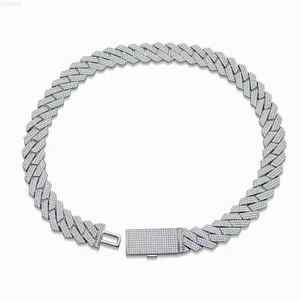 

customize 50cm length s925 silver inlaid moissanite men's cuban necklace jewelry hiphop style
