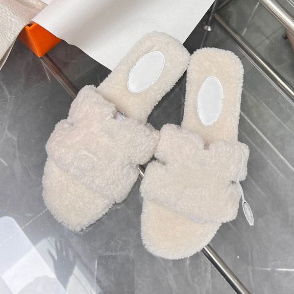 

designer fur slides slippers men women wool slides skin chypre slipper soft furry sandals winter letters warm comfortable fuzzy girl flip fl, Black