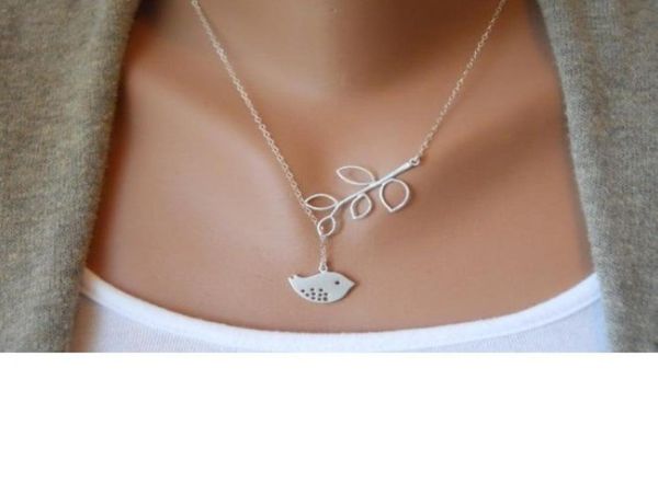 

new bird tree leaves ancient silver alloy necklace jewelry explosion style women5812222
