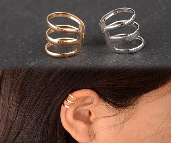 

1pcs fashion punk rock ear clip wrap cuff clip on earrings piercing no gold silver bronze women men jewelry party7954041, Golden