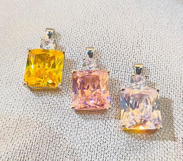 

real 925 solid silver pendant necklace square 911mm zirconia diamond fine jewelry for women gift xdz1438047559