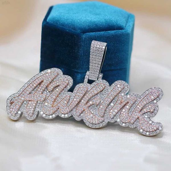 

hiphop style moissanite letter name pendant 925 sterling silver vvs round moissanite diamond pave setting pendants for necklace