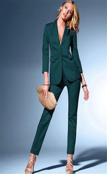 

womens dark green suits blazer with pant business suits formal office elegant suits for weddings slim fit custom made1141967, Black;red