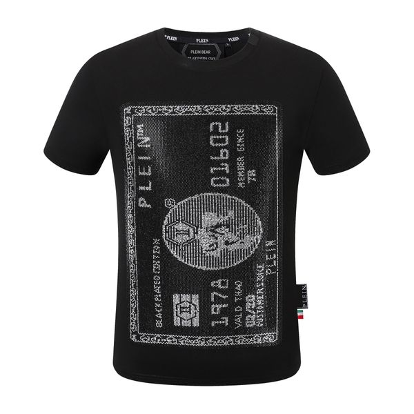 

plein bear t shirt mens designer tshirts brand clothing rhinestone pp skulls men t-shirt round neck ss skull hip hop tshirt tees 16498, White;black