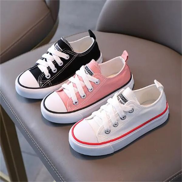 

new arrival children canvas shoes spring autumn girls boys running sports shoes soft comfortable kids athletic shoe toddler baby sneaker, Black