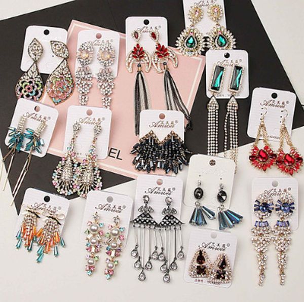 

vintage nightclub real gold color europe style rose gold long style tasseled zircon earrings accessories eardrop 4933294, Silver
