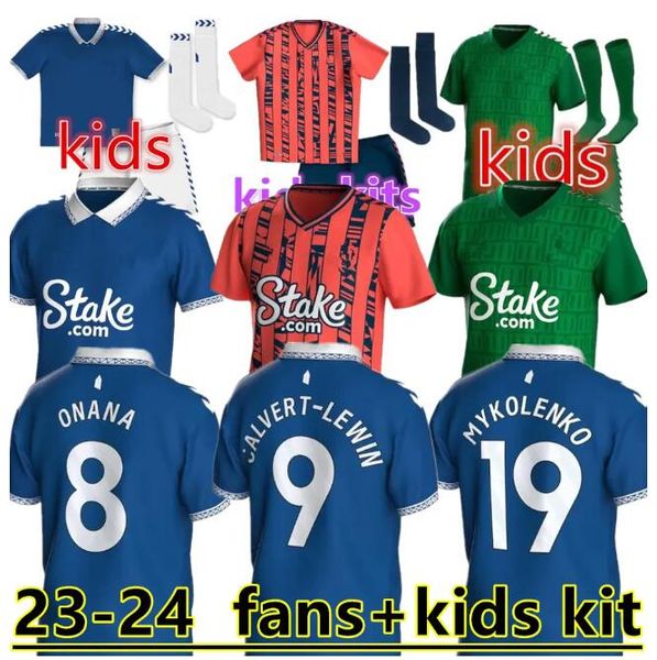

everton soccer jerseys 23 24 mcneil calvert-lewin keane davies digne uniforms men kids kits set socks full sets 2023 2024 football shirts th, Black;yellow