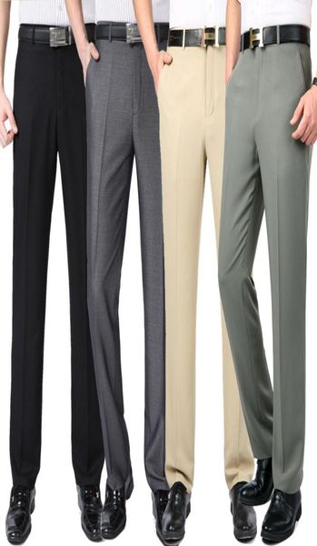 

summer men039s trousers thin business casual pants anti wrinkle smooth dress wash wear for men suit pants loose 207162067, Black