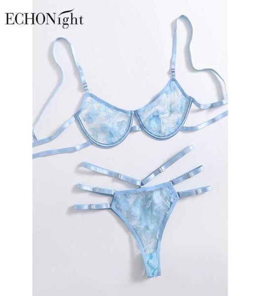 

echonight applique sensual lingerie woman underwear women underwire lingerie set woman 2 pieces transparent brief sets q07054997203, Red;black