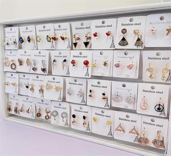

20 pairs lot whole stainless steel stud earrings designs for girls and women 210610324c2284296, Golden;silver
