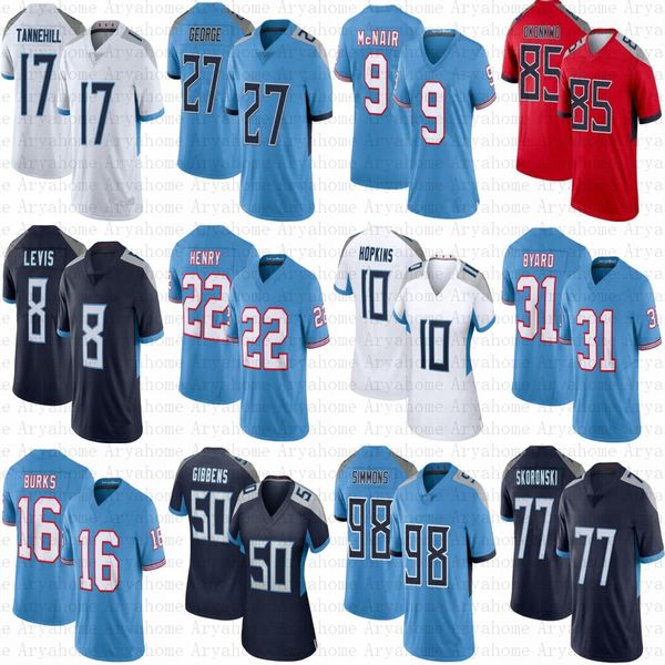 

10 deandre hopkins derrick henry football jersey will levis jeffery simmons titans oilers throwback treylon burks ryan tannehill chigoziem o, Black;red