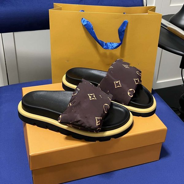 

designer pool pillow sandals couples slippers men women summer flat shoes fashion beach slippers slides 35-46 02, Black