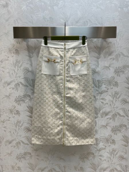 

2023 skirts luxury brand new summer women fashion denim embroidery casual skirt high waist leather patchwork pencil skirt, Black