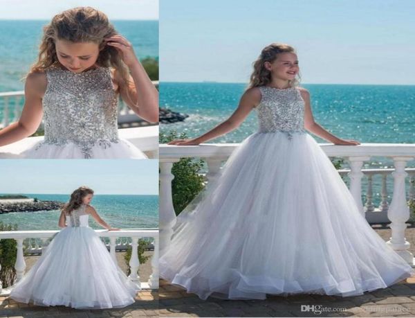 

princess girls pageant dresses beaded crystal tulle floor length beach flower girl dresses for weddings custom made7675034, White;red