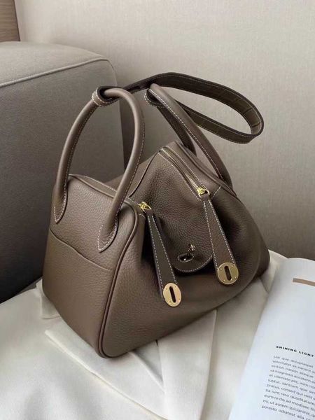 

h ermes designer lindyss tote bags doctor for women 2023 new lychee pattern head layer cowhide bag single shoulder crossbody handheld pill h