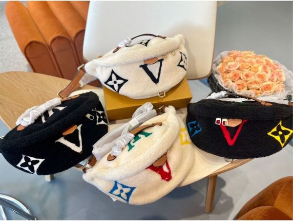 

designer bag teddy bumbag mens fluffy shoulder bags fashion waist belts fuzzy bum bag cross body handbags fanny pack purses