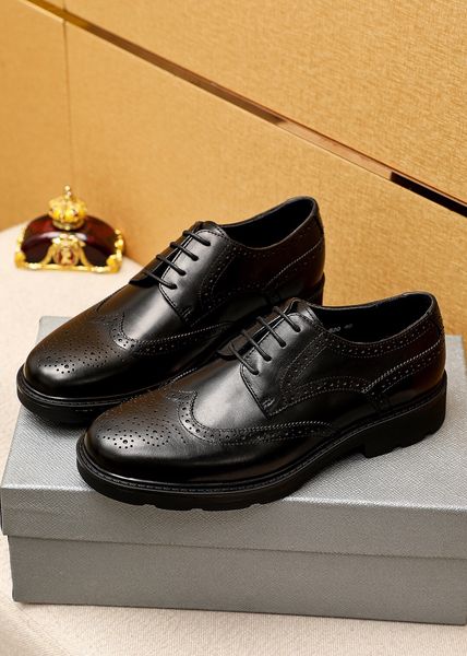

2023 men fashion dress shoes brand genuine leather business office work formal flats male designer party wedding oxfords size 38-45, Black