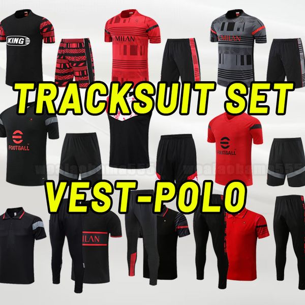 

ac 23 24 soccer tracksuits r. leao ibrahimovic 2023 2024 giroud tomori tonali bennacer rebic origi de ketelaere milans full set vest polo tr, Black