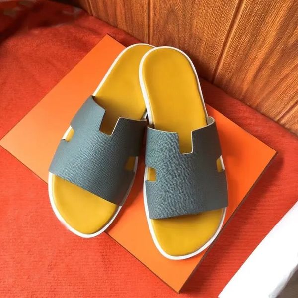 

men slipper sandal izmir flats calfskin leather outdoor beach sippers slide mens flip flop rubber sole pop sandals wide shoes 38-46box luxur, Black