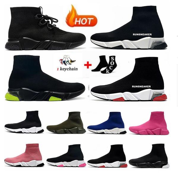 

designer sock shoes speed clearsole runner trainer women men black red yellow fluo socks sneaker platform stretch paris lace up clear sole t