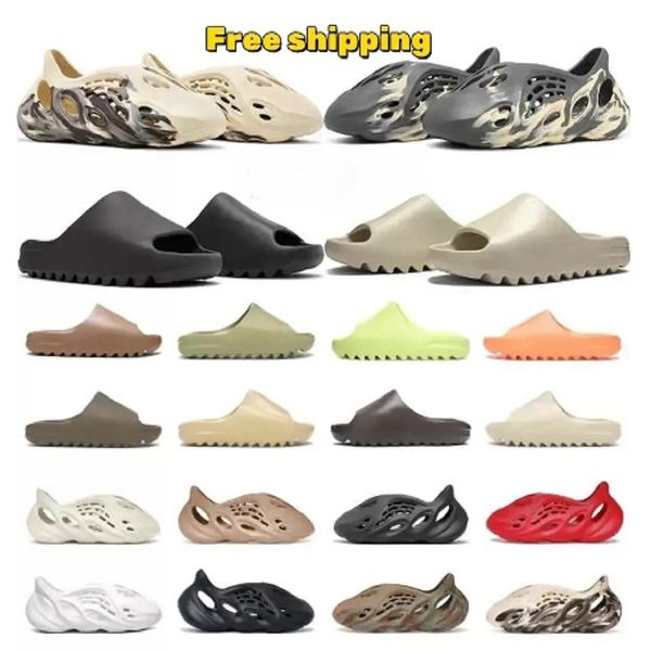 

eur46 foam runner sandals kw designer men women slide slippers bone desert sand vermillion ochre onyx resin mist soot slides shoes mens slip, Black