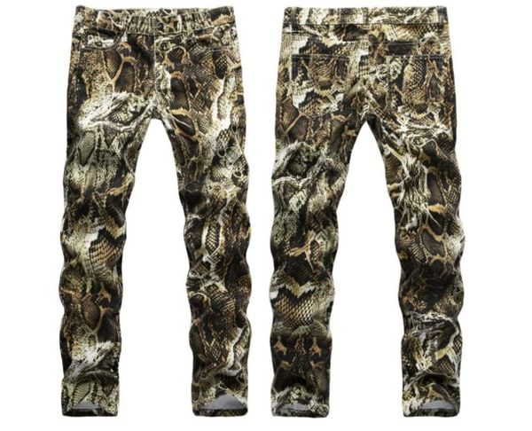 

mens snake skin print camoflague original slim hip hop rock jeans pants men skinny jeans streetwear 29389427509, Blue